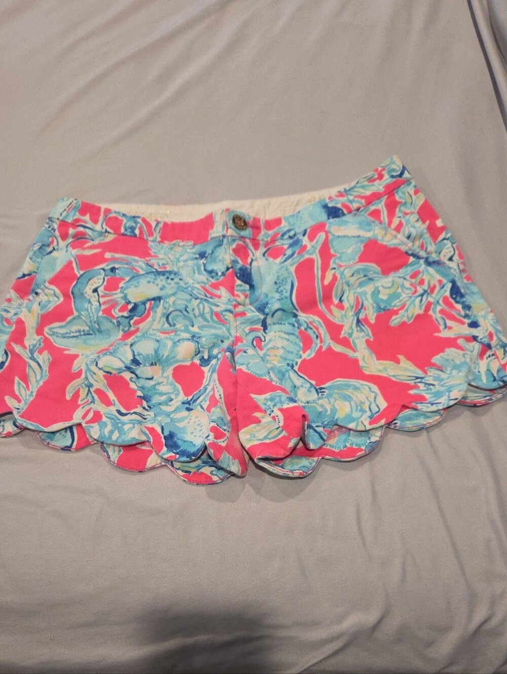 Lilly Pulitzer Women's Scallop Hem Printed Shorts - Pink & Blue Size 8